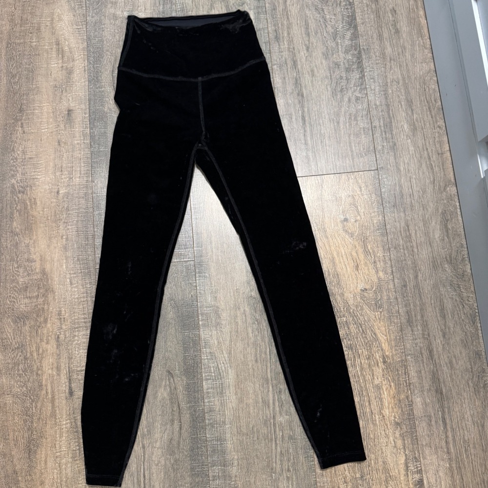 Beyond‎ Yoga Crushed Velvet High Waisted Leggings Black Athleisure Pants Small